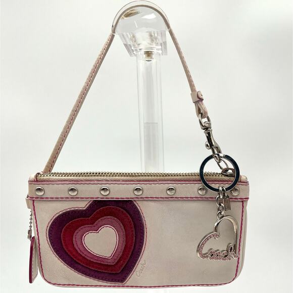 COACH Poppy Bag Charm, Pink Rhinestone Heart - Picture 6 of 7